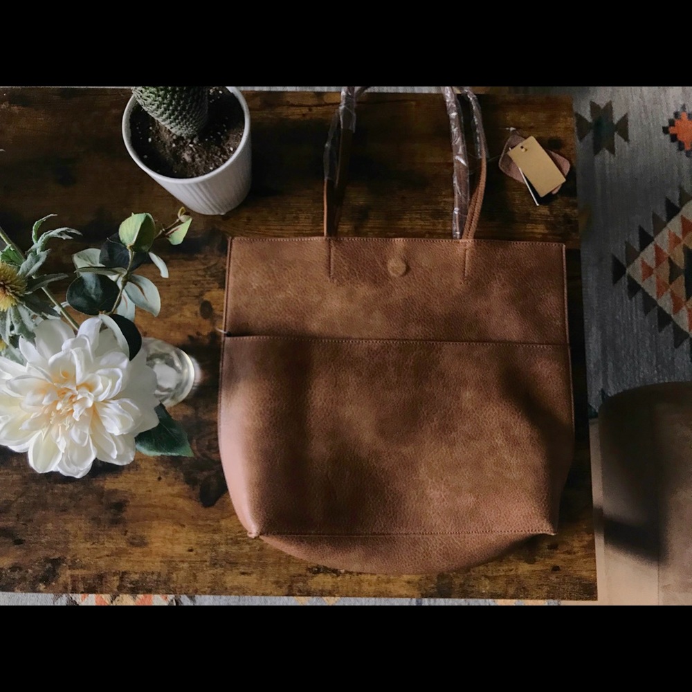 Street Level Suede/Leather Tote - Picture 6 of 7